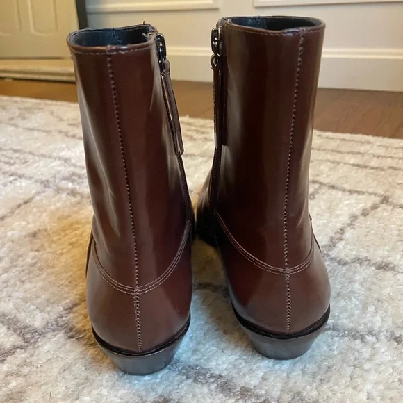 Reformation Dominique Leather Ankle Boots in syrup leather - Picture 8 of 11